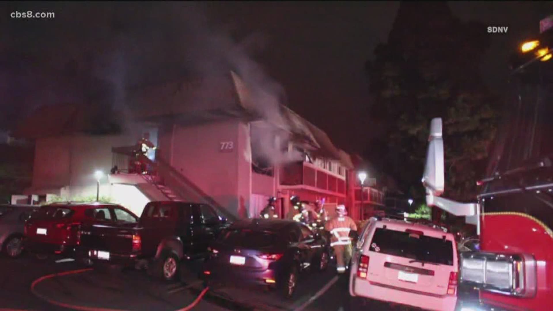 Authorities say 10 units were evacuated and the fire destroyed at least one second story unit.