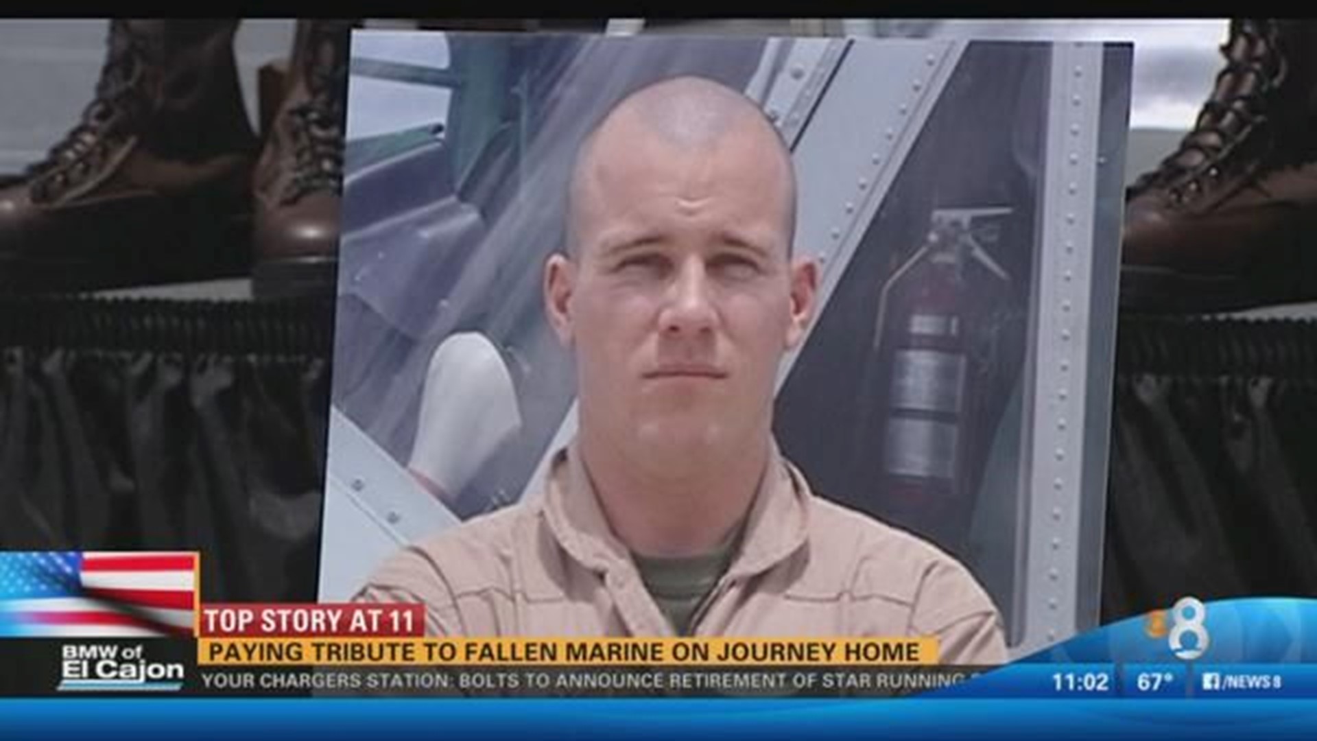 Final journey home for fallen Marine | cbs8.com
