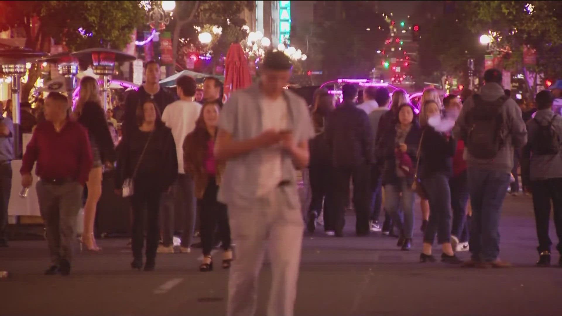 San Diegans crowded the streets of Gaslamp to cheer in the new year.