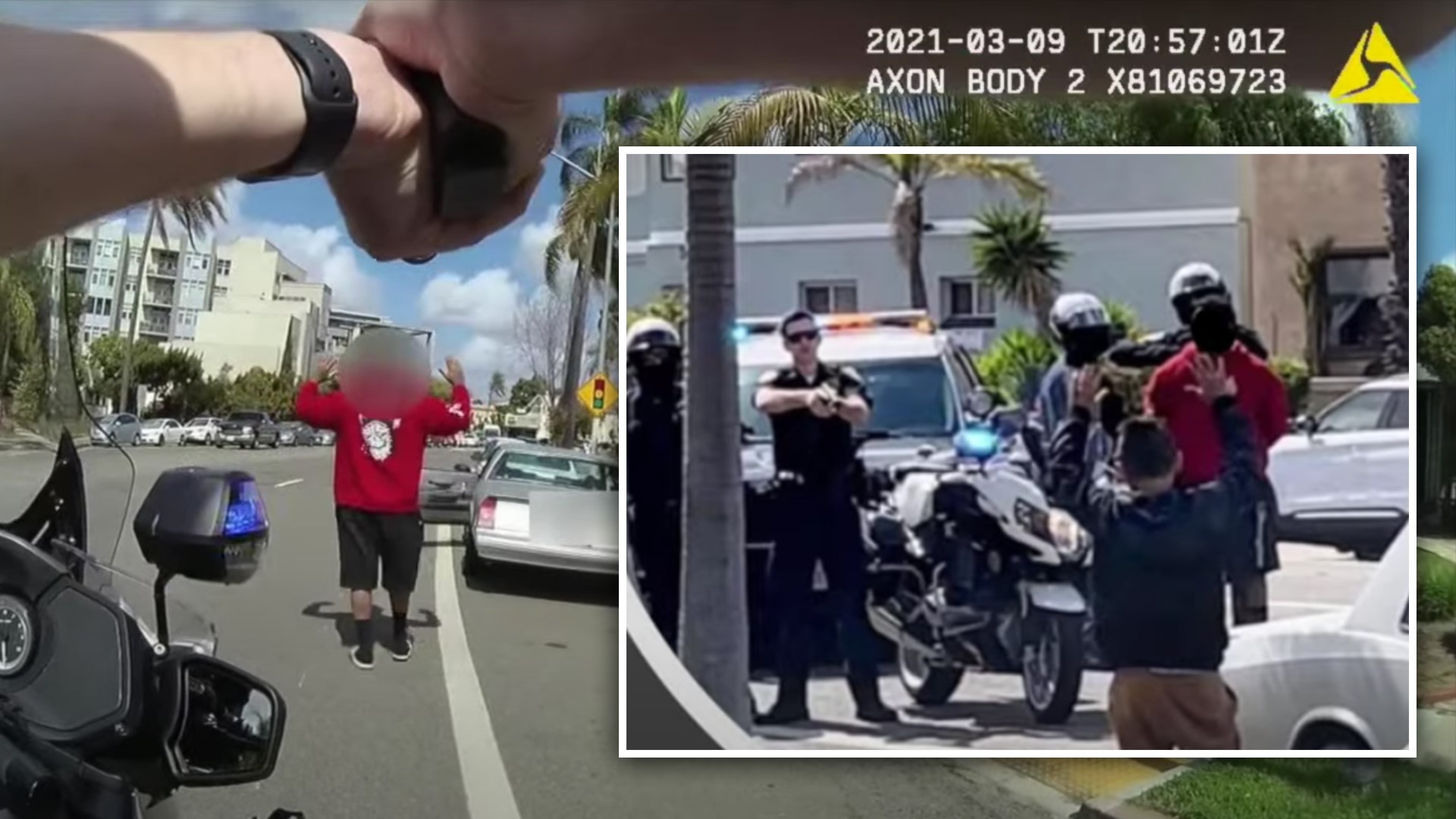 After speculation on social media that an officer pointed his gun directly at an 8-year-old boy during a traffic stop, SDPD released the incident's body-cam footage.