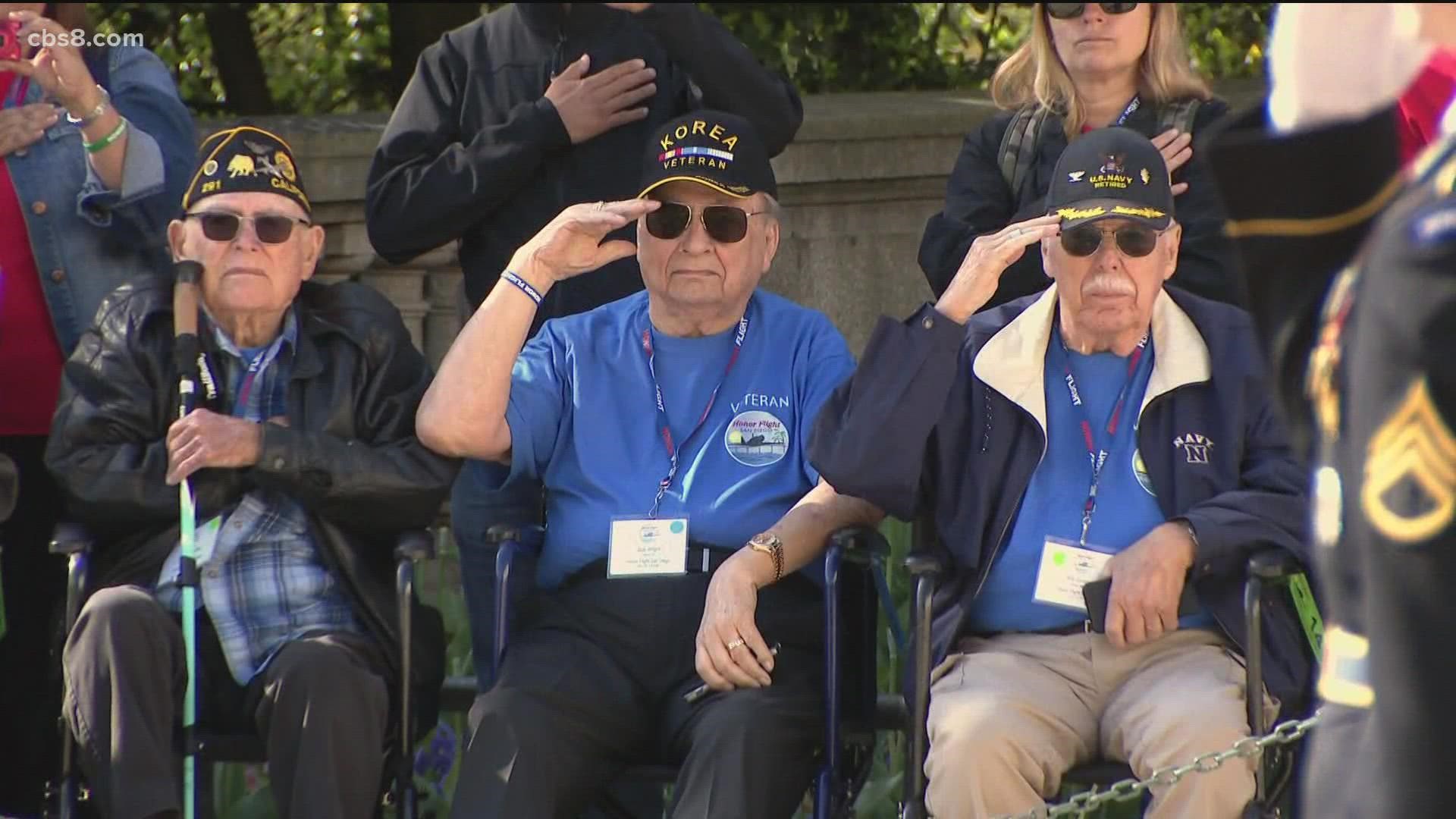 85 San Diego veterans tour the WWII Memorial and Tomb of the Unknown.