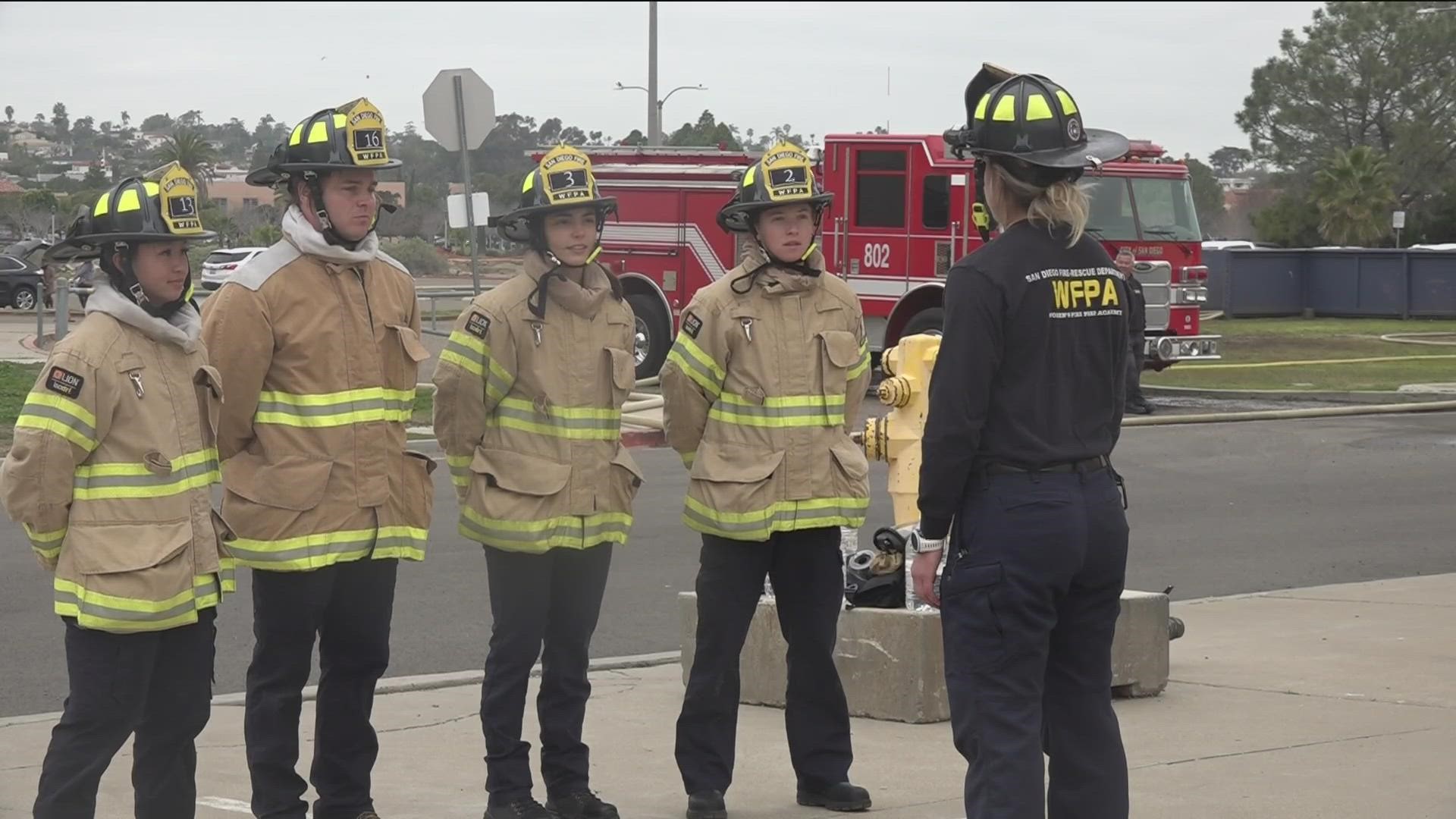 Dozens of women and two men participated in the grueling training that prepared them for the fire academy.