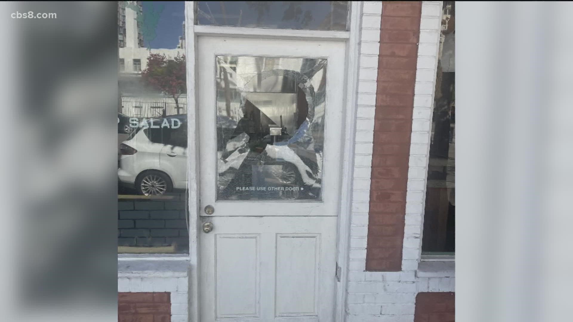 Avonte Hartsfield's new restaurant location was set to open in November but now a window was smashed and the building was vandalized by graffiti.
