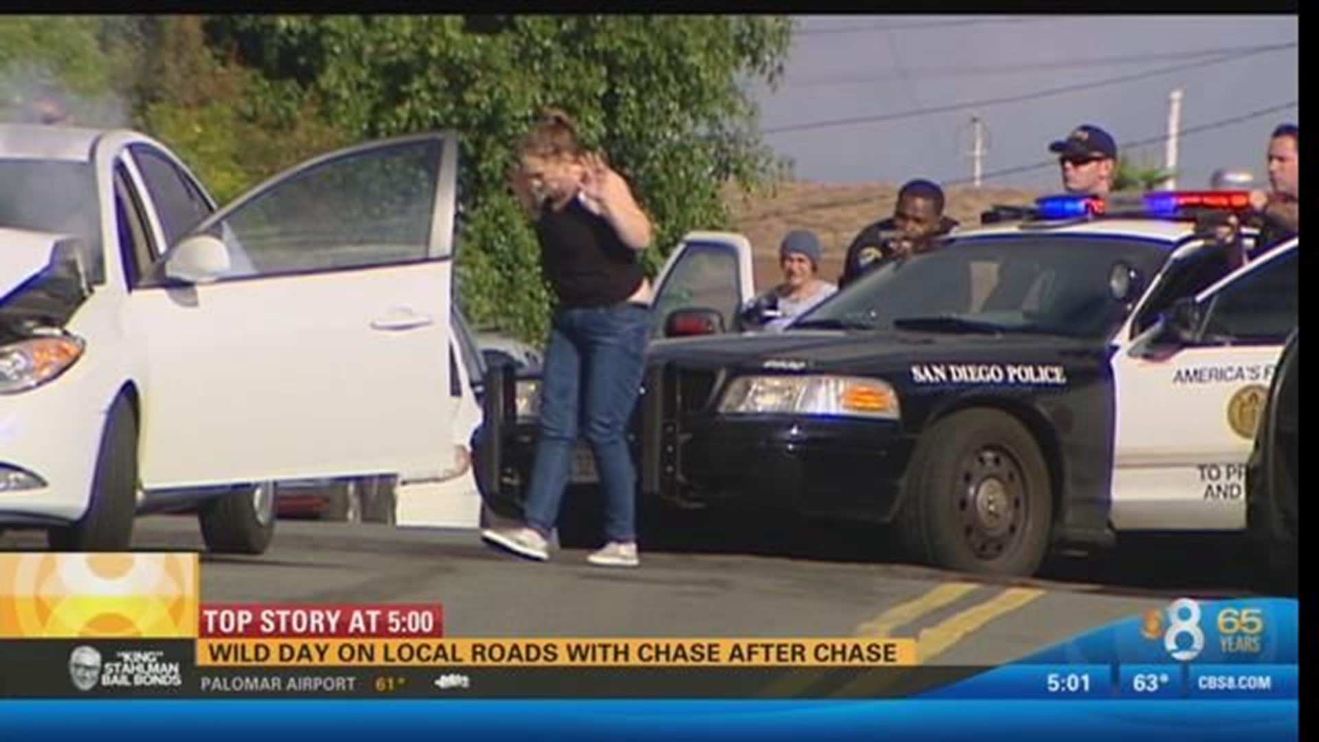 Carjacking suspect arrested after chase ends at Plaza Bonita