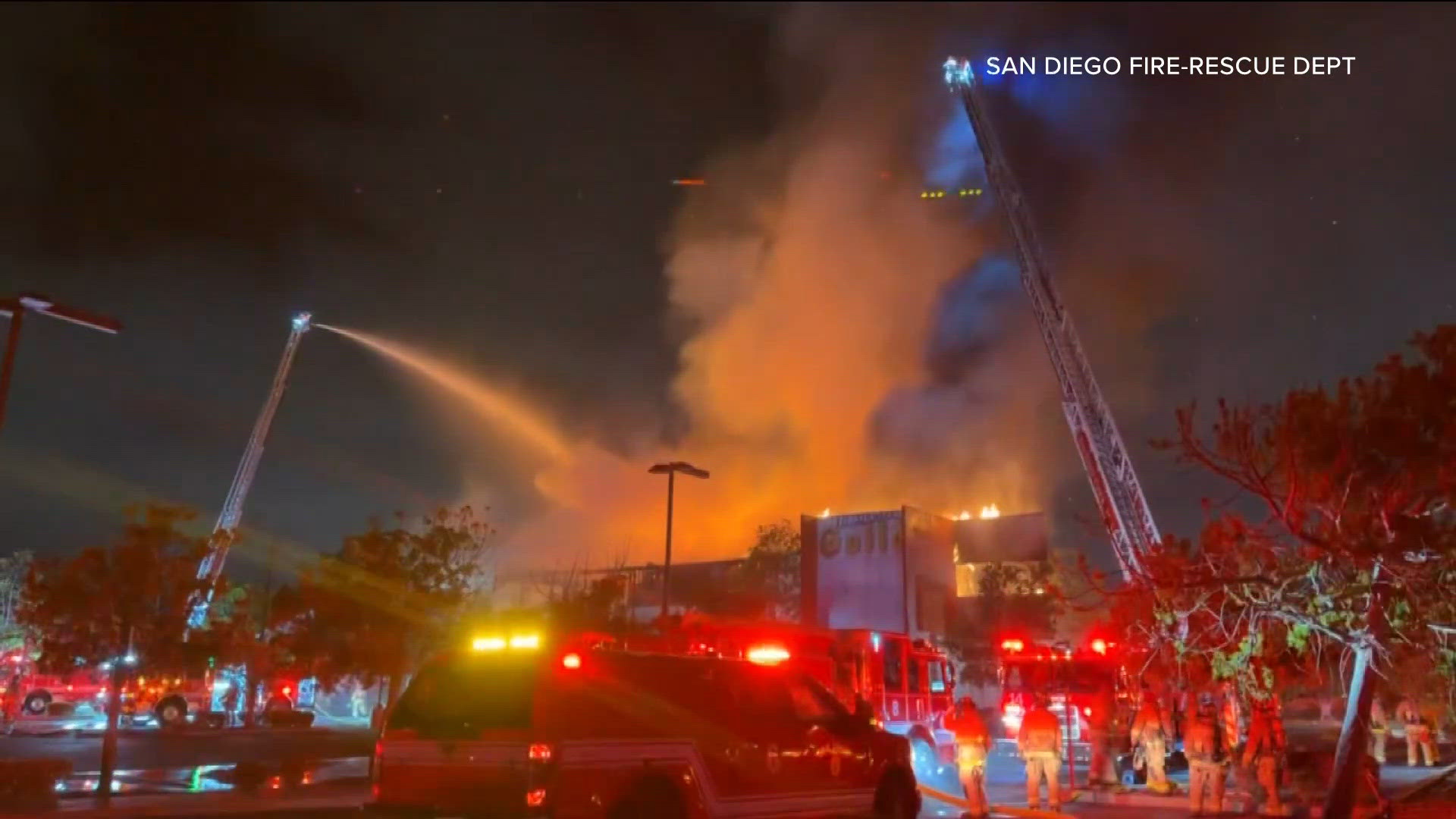 3-alarm fire destroys abandoned office building | cbs8.com
