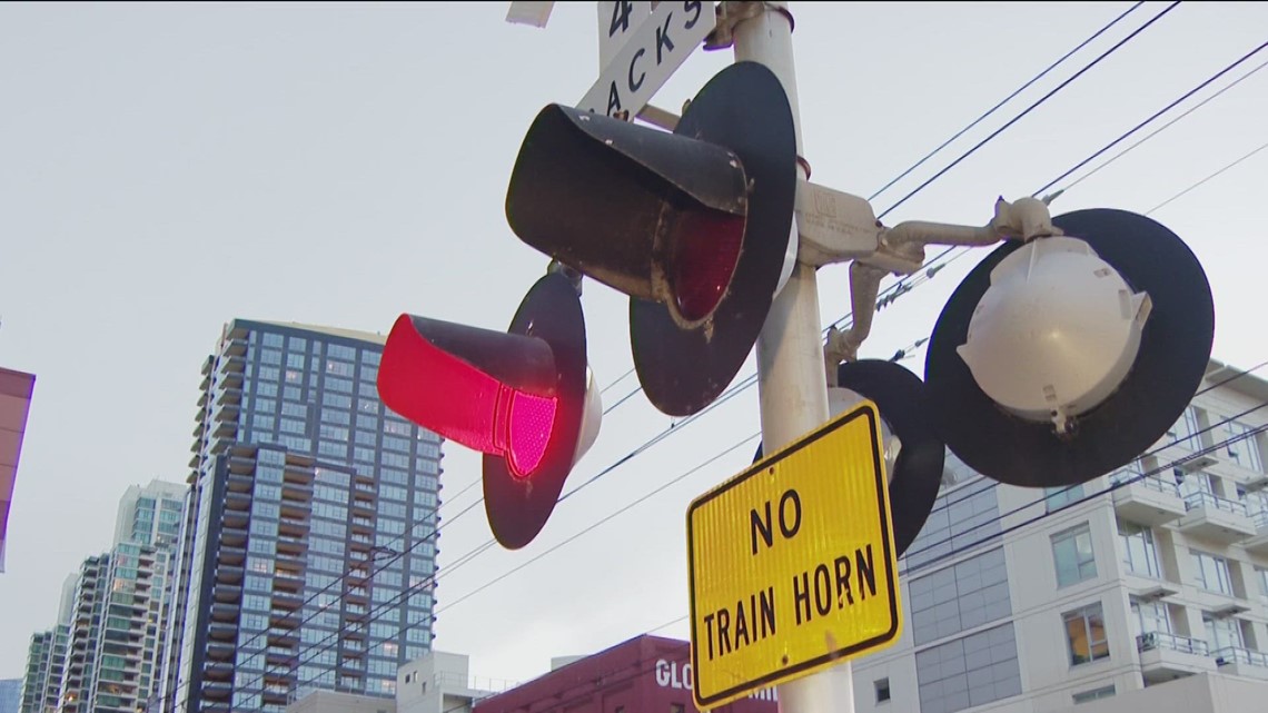 Why is there loud train horn noise in Downtown San Diego?