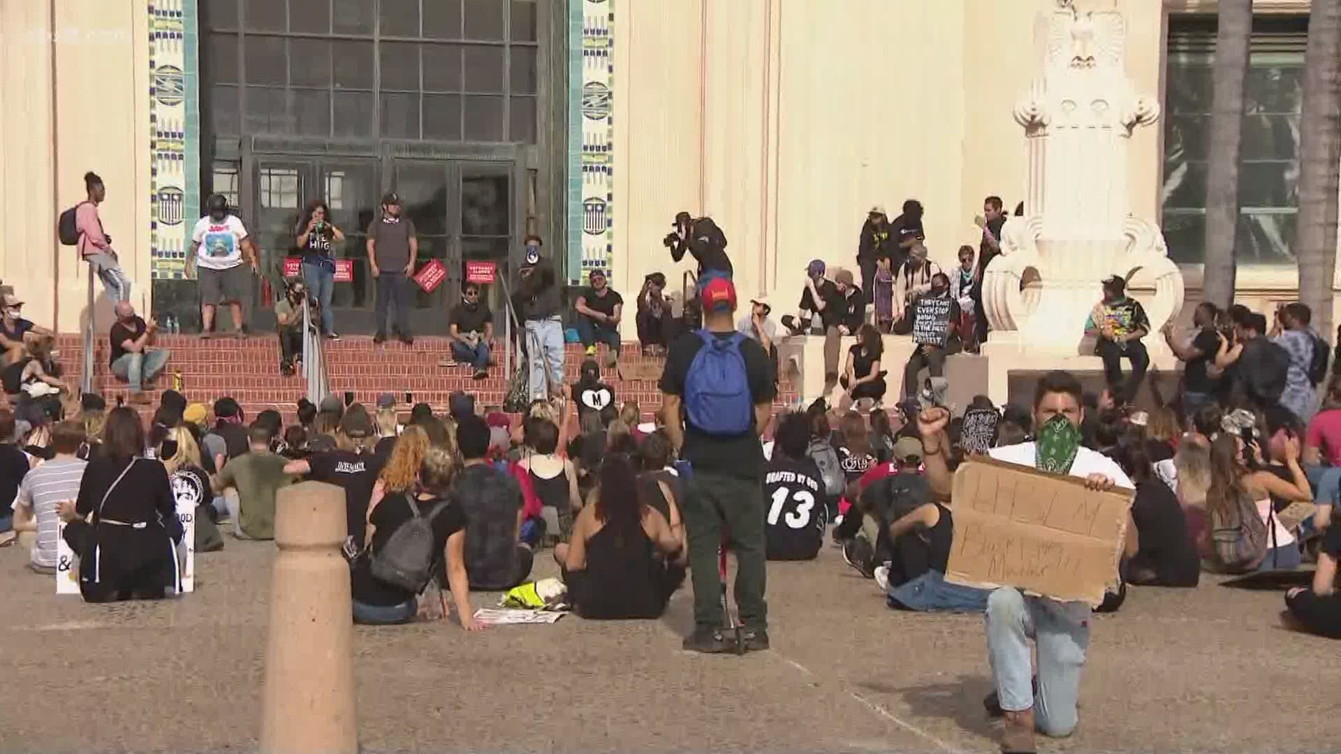 A group of hundreds, possibly over 1,000, were at the County Administration Building as of 5 p.m.