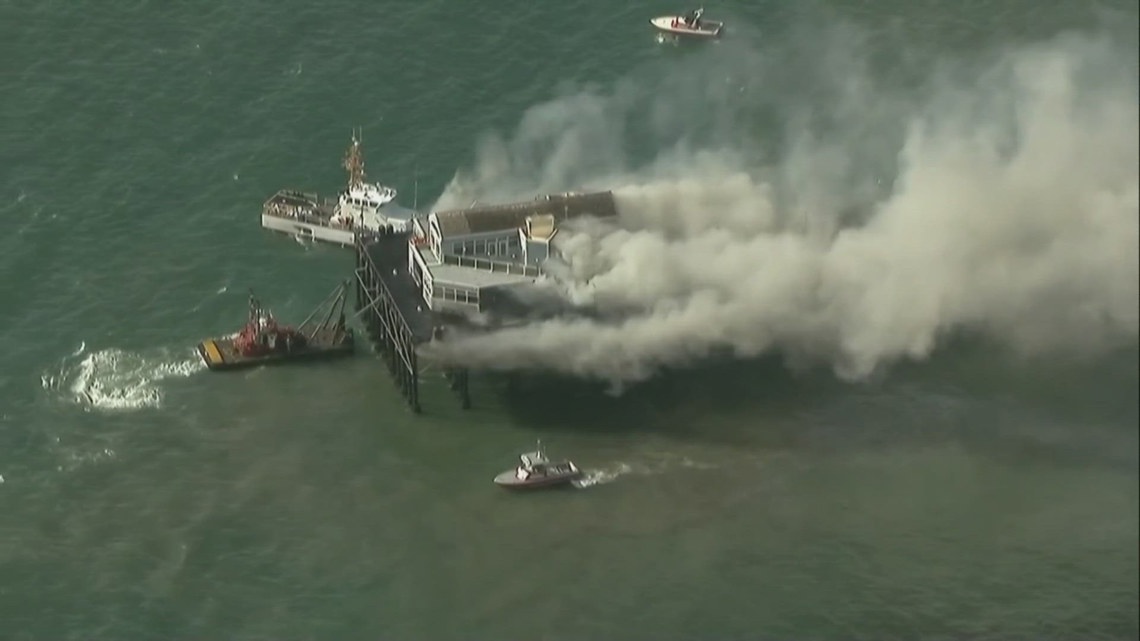 Oceanside Pier Fire | Coast Guard, fire crews and air support work to ...