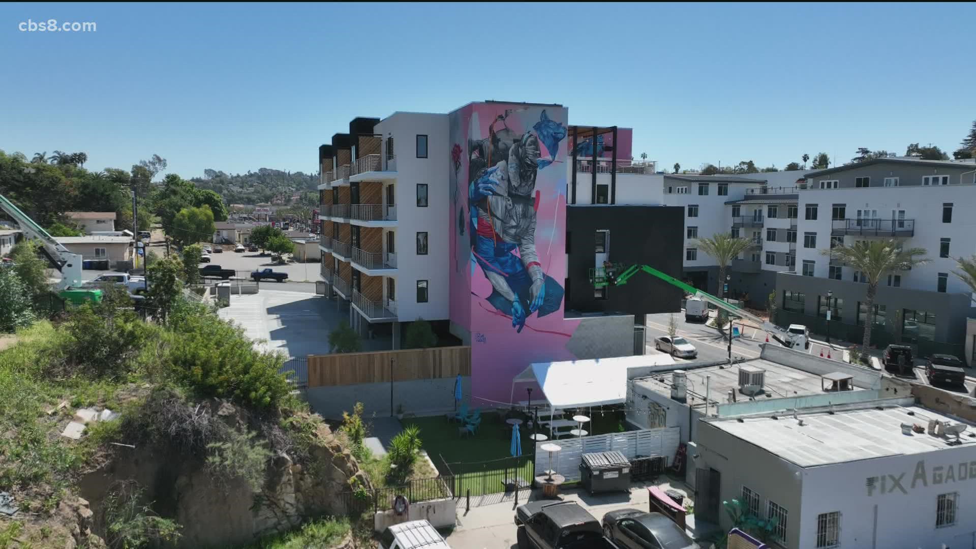 The 60 feet mural was debuted on Sunday and is painted on Found Lofts in Vista’s Arts and Culture District.