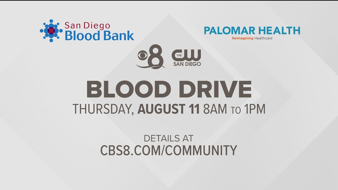 CBS 8 teams up with San Diego Blood Bank and Palomar Health for blood drive Thursday