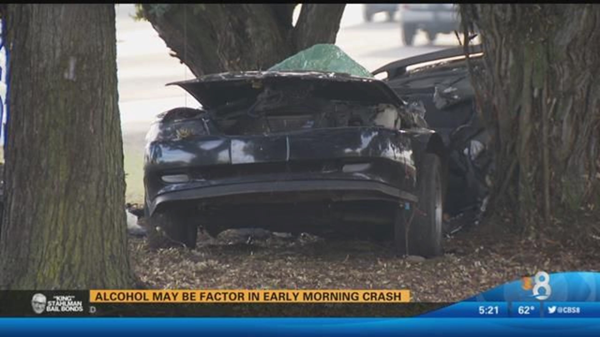 Suspected DUI driver dies after slamming car into two trees | cbs8.com