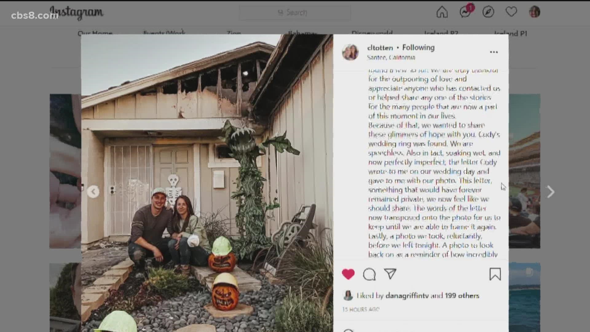 Days after a newlywed couple lost everything when a plane crash fire destroyed their home, they find an item closest to their hearts.