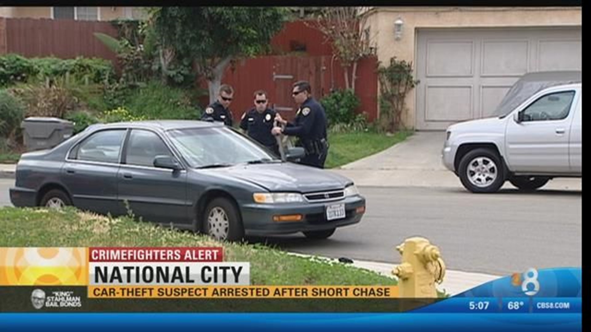 Car theft suspect arrested after short chase | cbs8.com