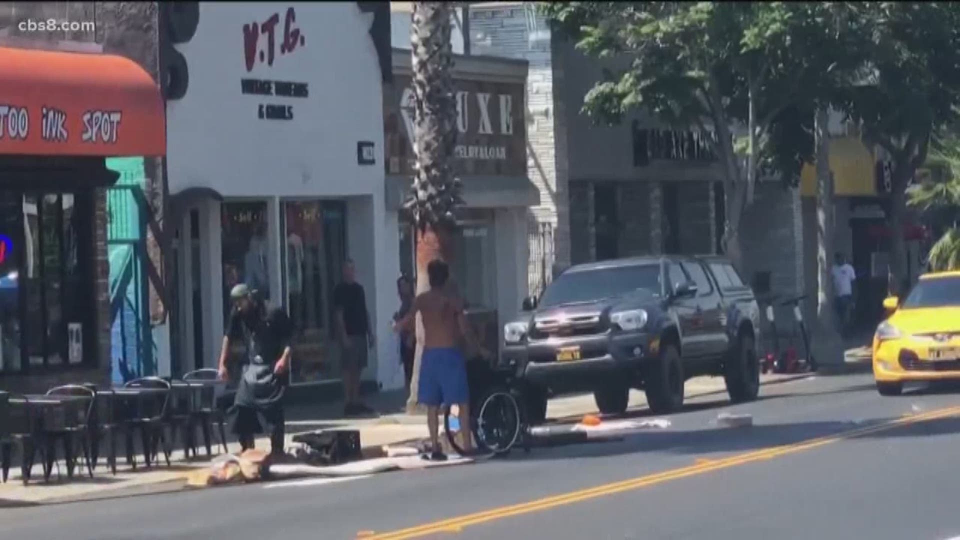 A Pacific Beach sandwich shop employee was caught on video confronting a homeless man, but he said the video does not tell the whole story.