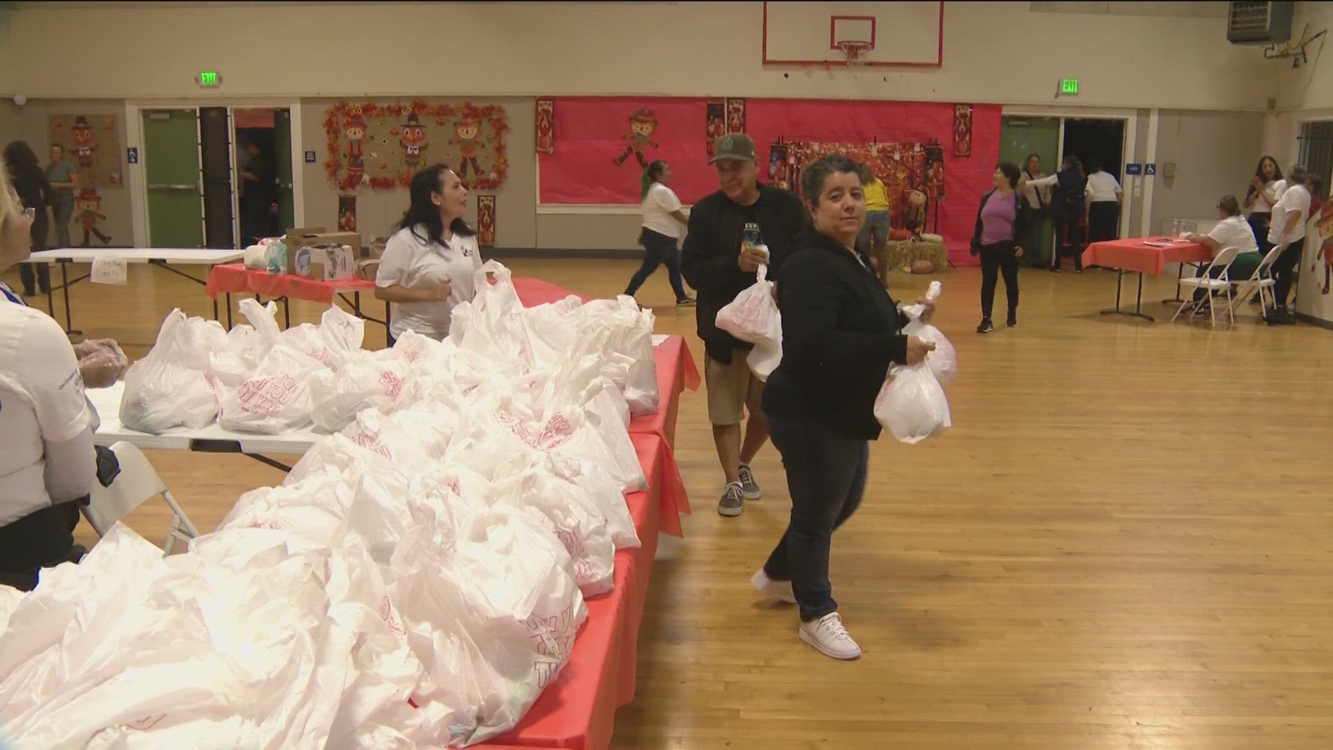 Hundreds of people came through the San Ysidro Civic Center to pick up Thanksgiving dinners. The organization also delivered meals to nearby senior living centers.