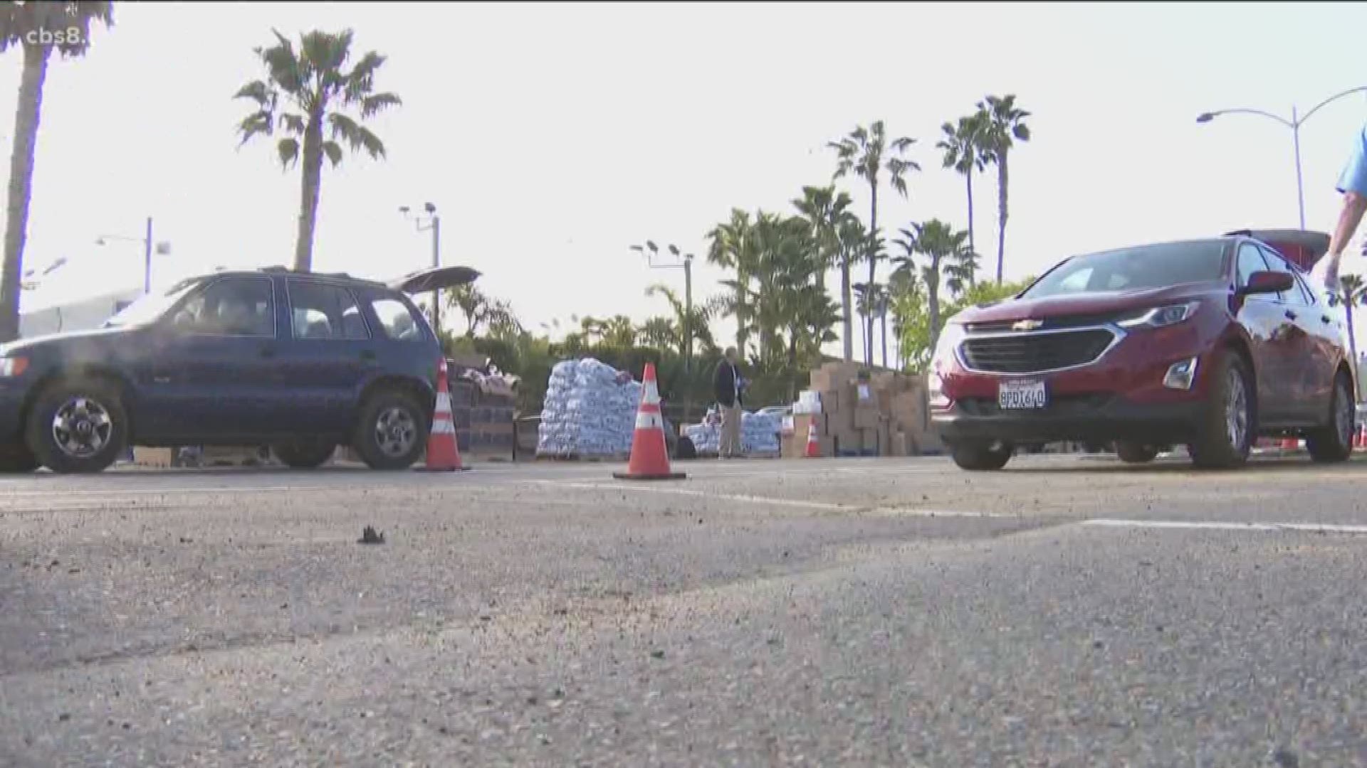 People received both canned and fresh produce in Del Mar.