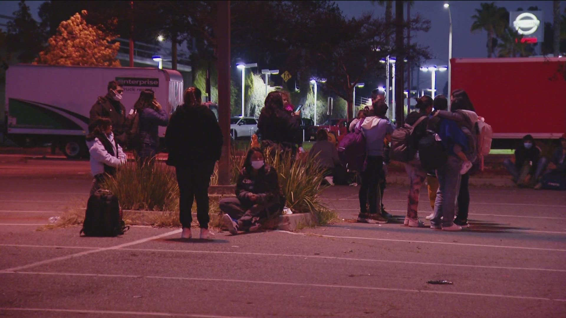 CBS 8 went to the transit center in El Cajon at 5:30 p.m. on Friday and saw dozens of people standing outside in an empty parking lot.
