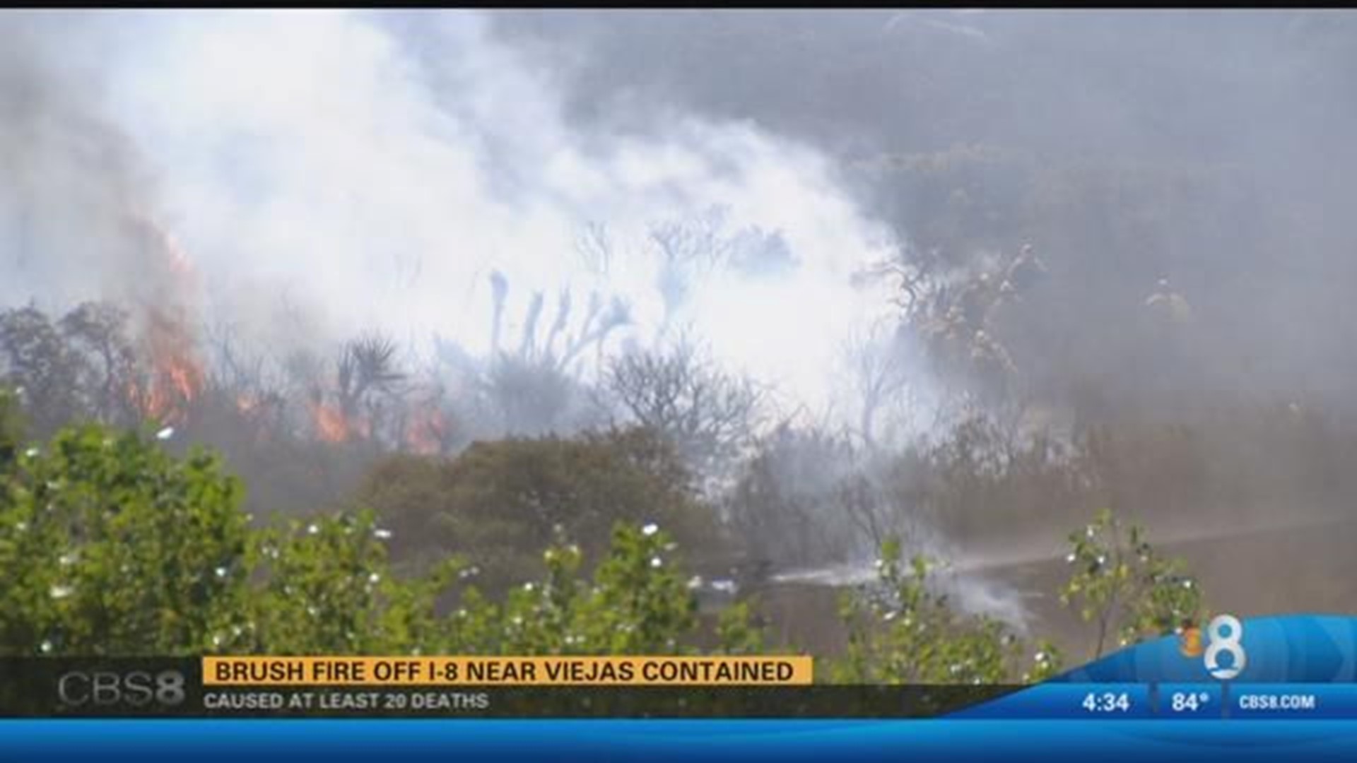 Brush fire along I8 in Alpine now contained