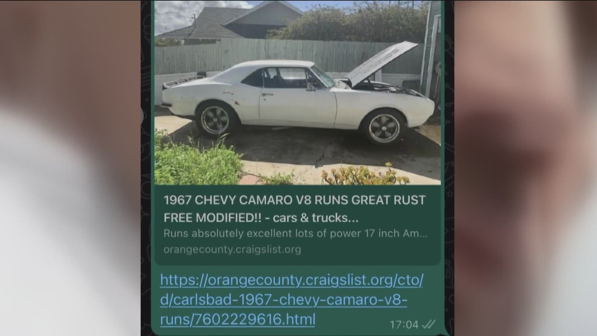 The Craigslist ad for Howard Reitzes’ 1967 Camaro is listed for $14,000, but Howard didn’t post it. Another man Howard met posted it, and it was a scam.