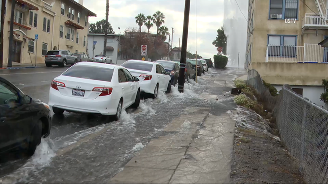 Car shears off hydrant in Bankers Hill causing flooding in nearby homes ...