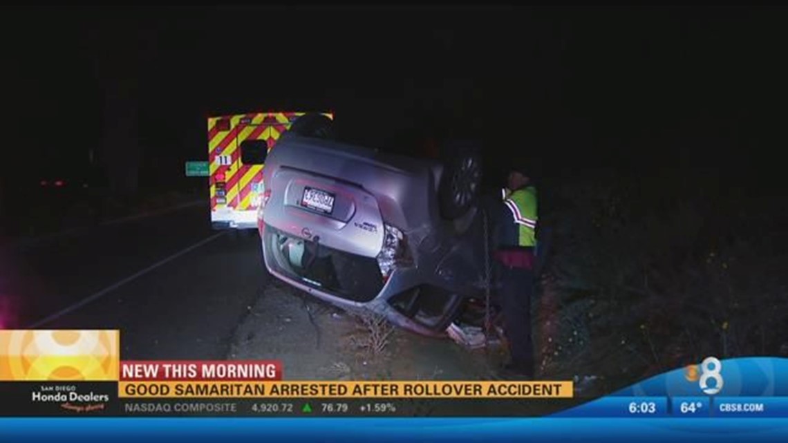 Good Samaritan arrested after rollover accident | cbs8.com