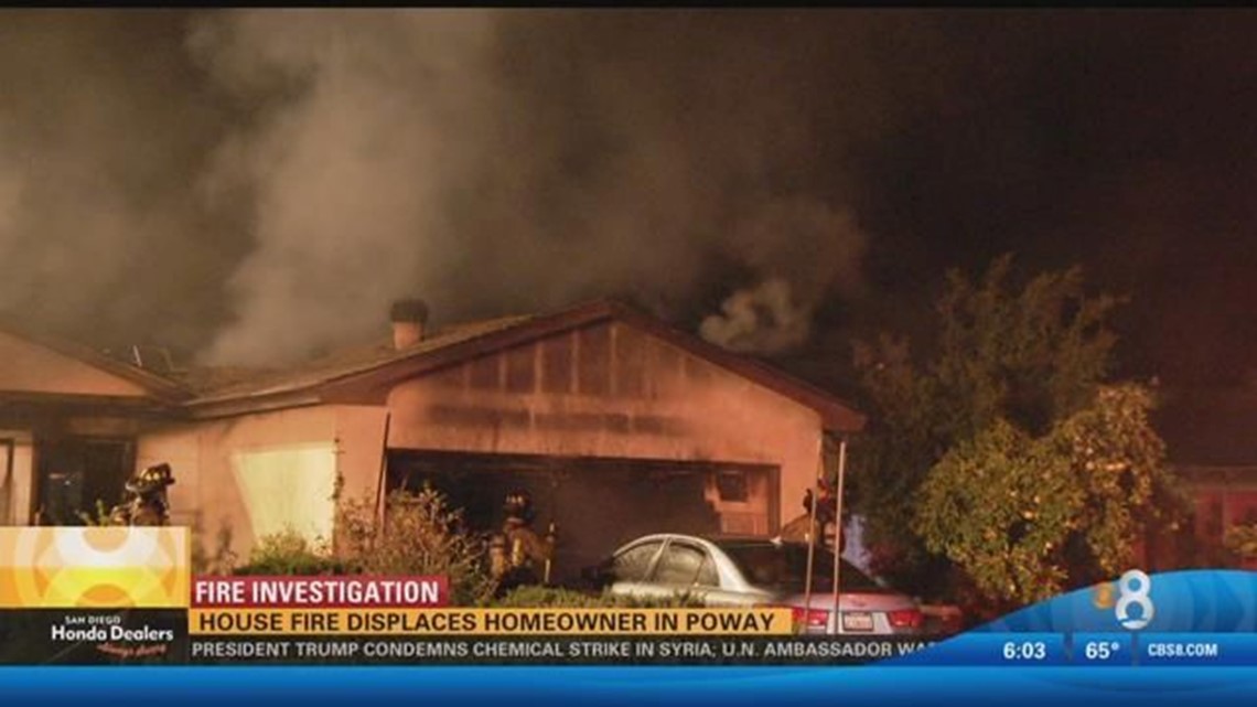 House fire displaces homeowner in Poway | cbs8.com