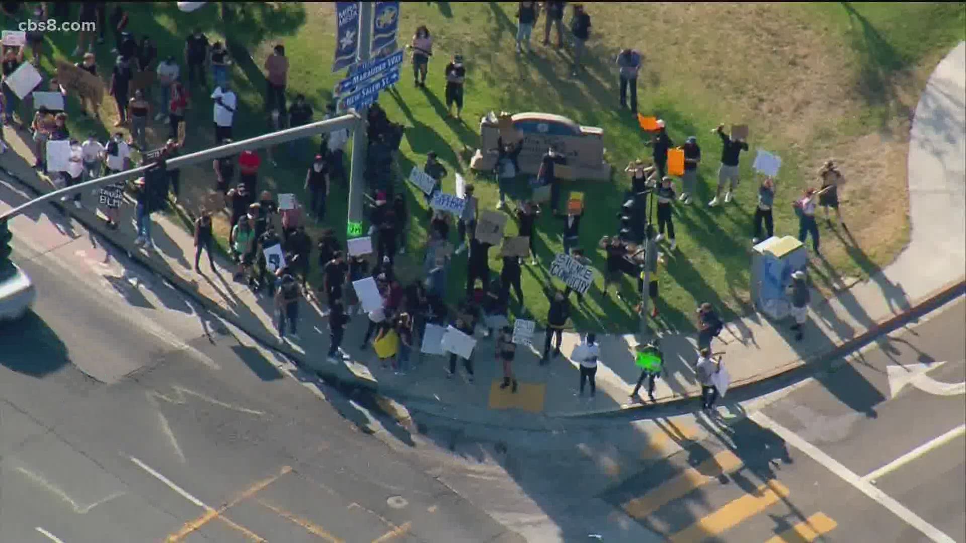 News 8's Kelly Hessedal reports from Mira Mesa as San Diegans protest over the death of George Floyd