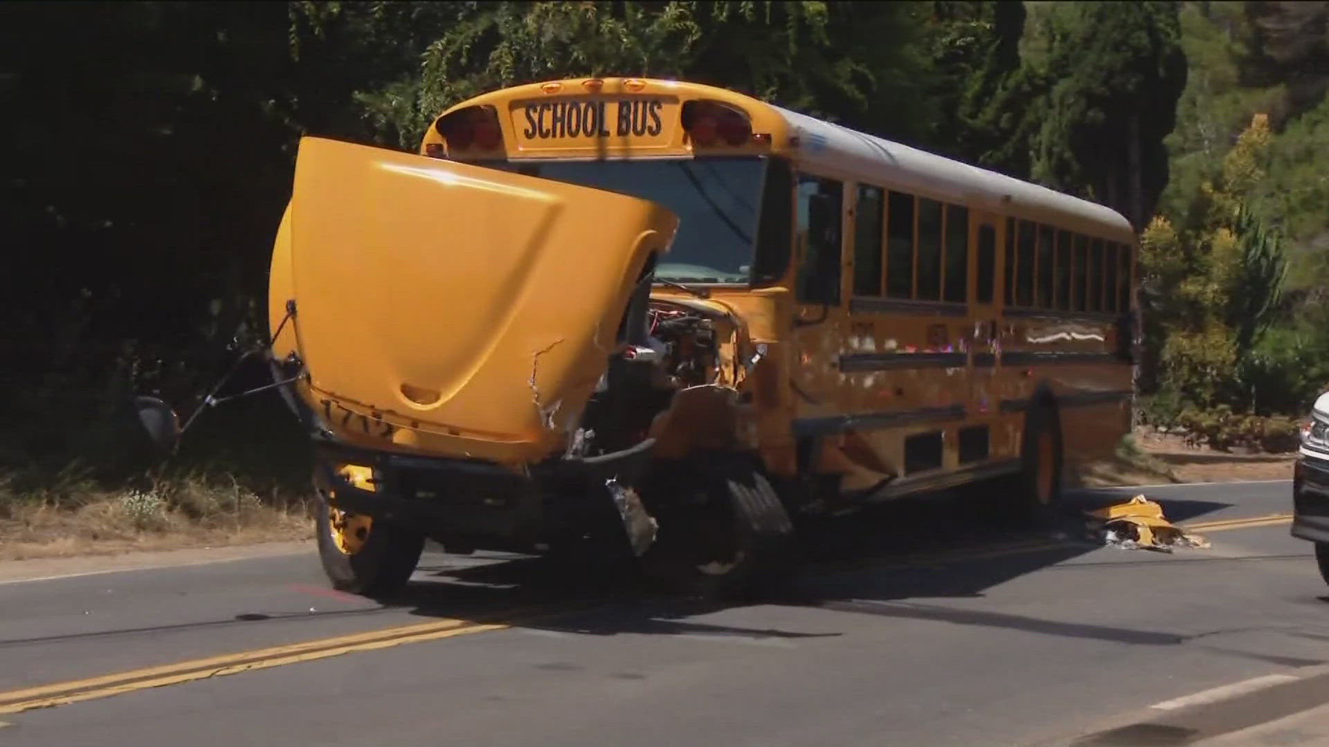 A school bus and an SUV collided at Monte Vista Dr and Lita Lane in Vista Thursday morning.