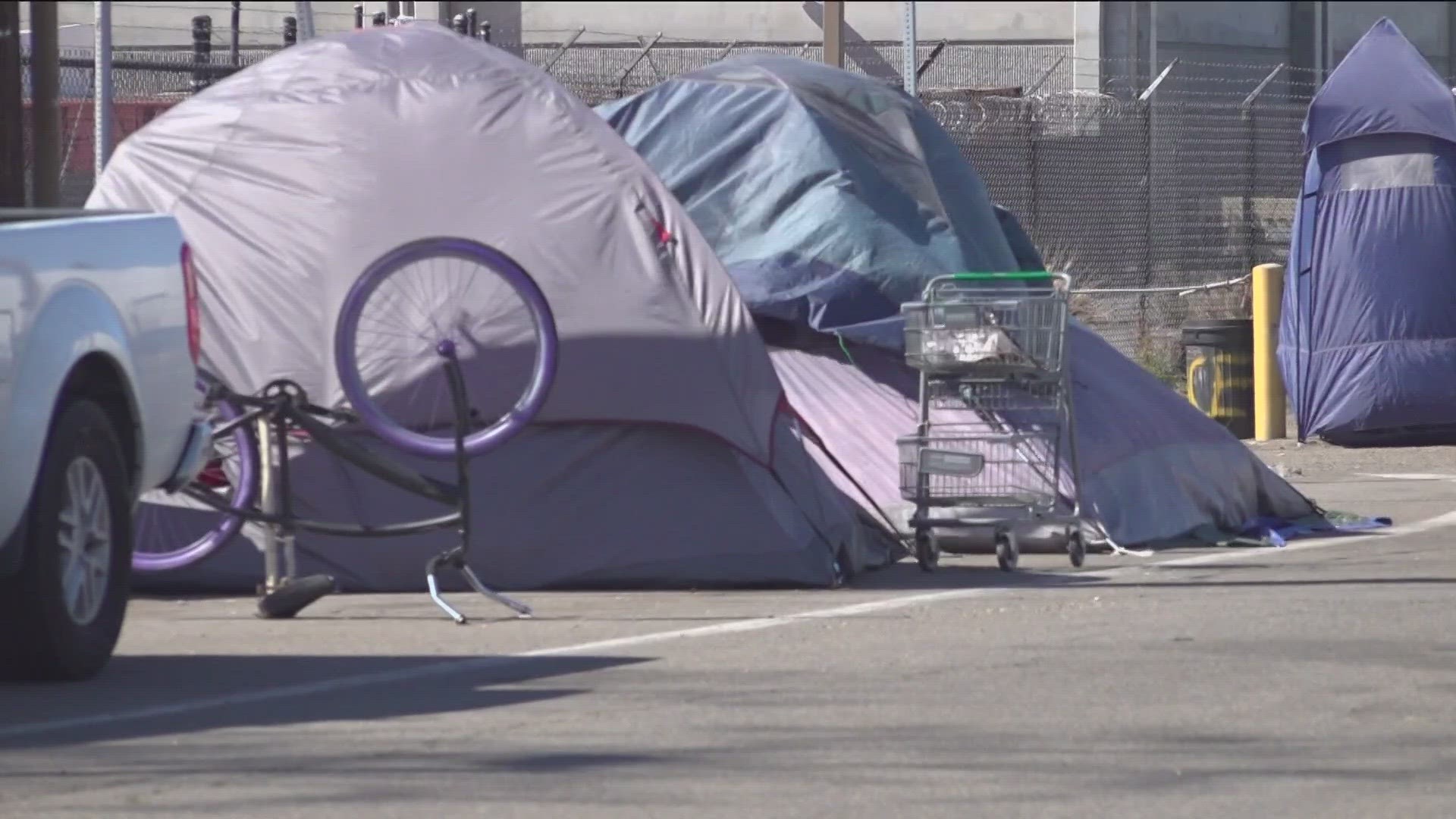 City Council's proposed law would ban all homeless encampments. Homeless advocates gather outside city hall Tuesday to protest the ban.