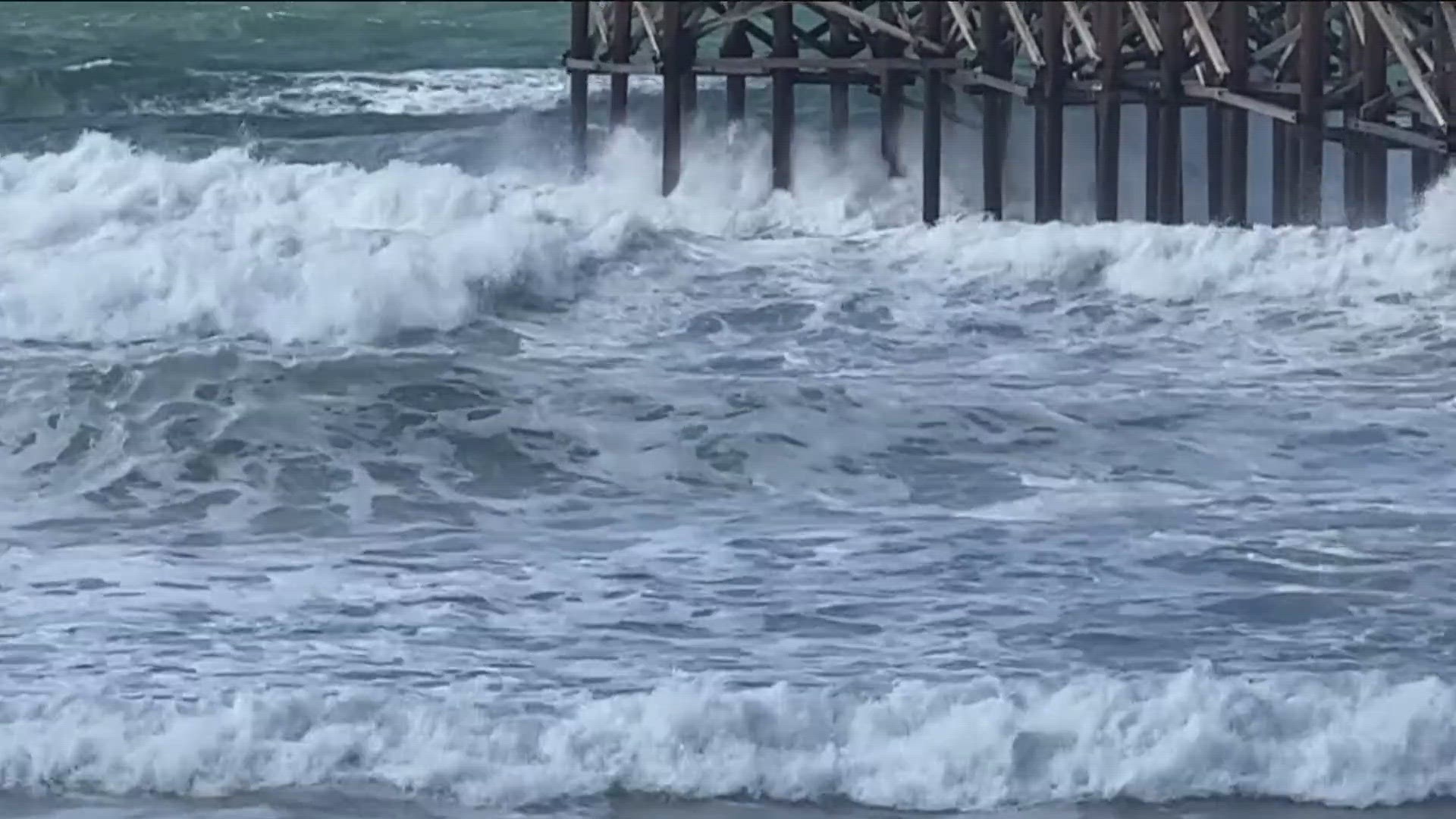 San Diego lifeguards ask people to stay away from the beaches on Sunday and Monday as storm moves through Southern California.