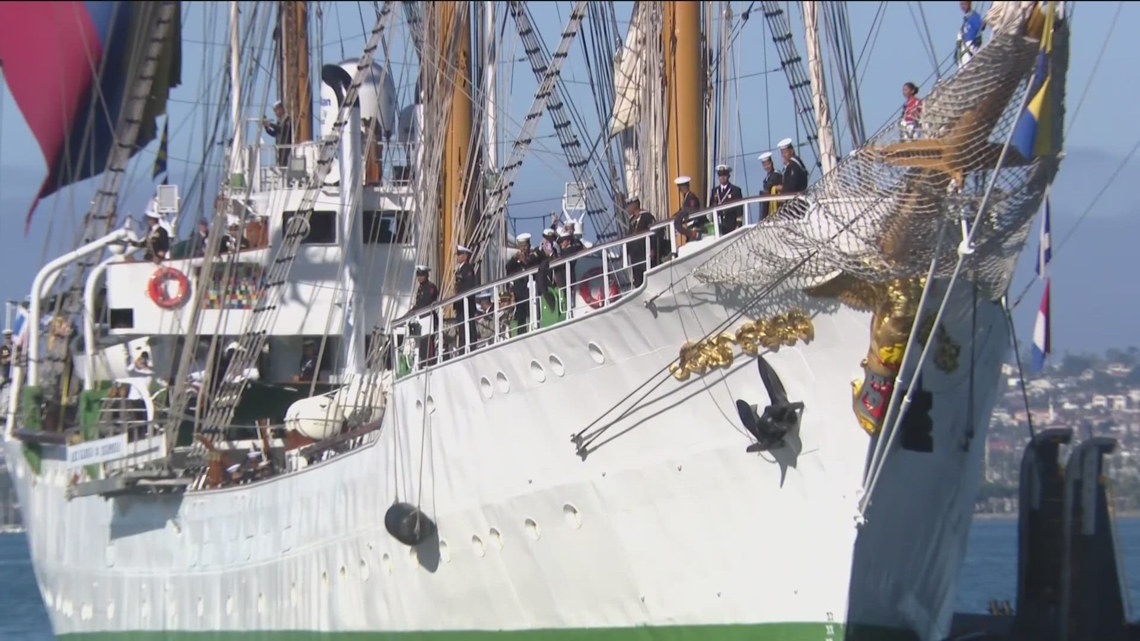 Colombian Navy's tall ship 'Gloria' docks in San Diego