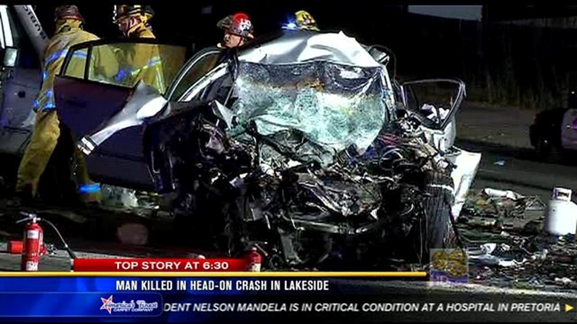 630PM UPDATE Man killed in headon crash in Lakeside