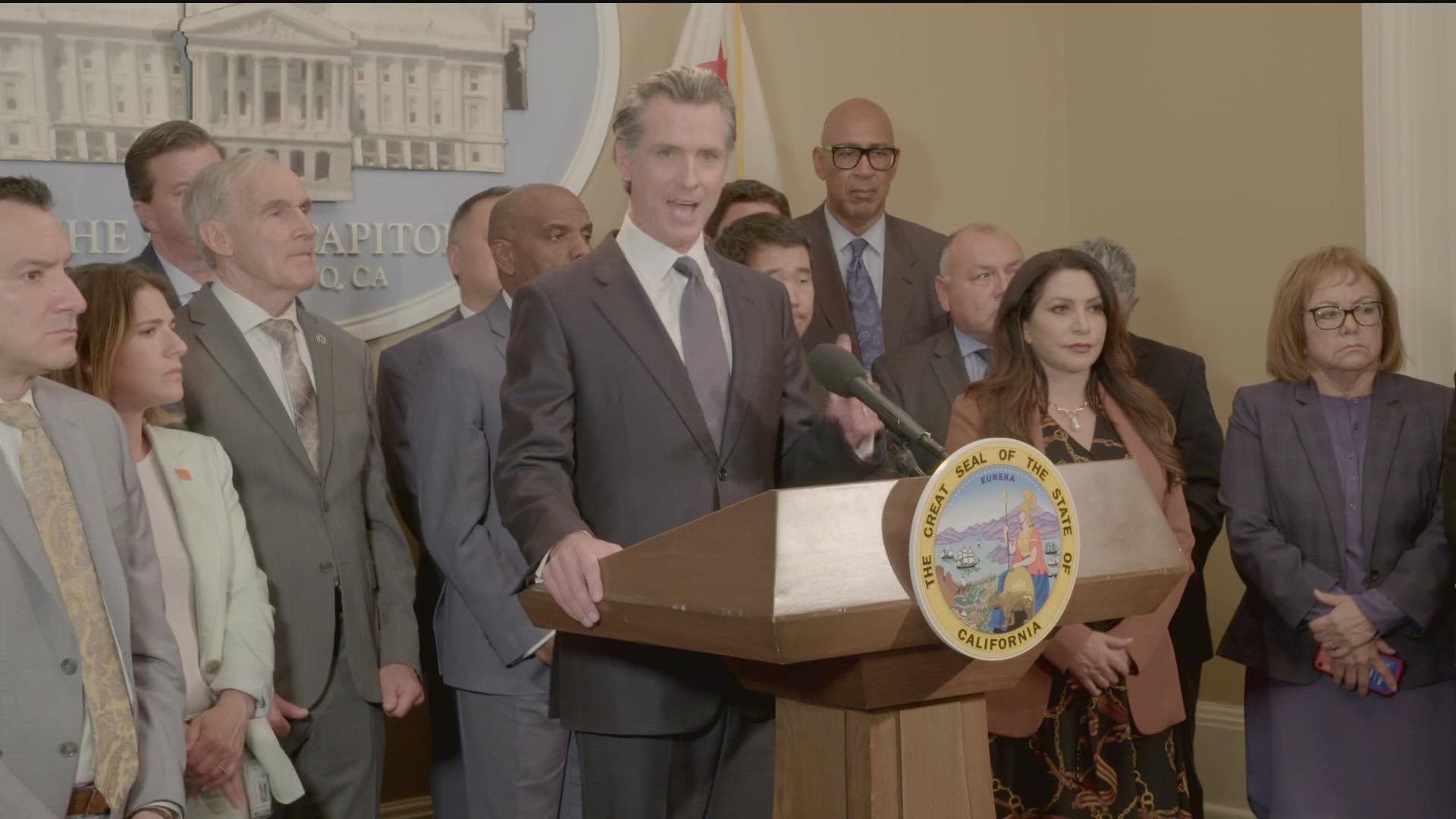California Governor Gavin Newsom, along with members of the California Legislature, are addressing ways the state can curb gun control.