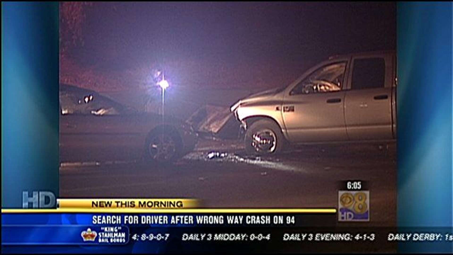 Search for driver after wrong way crash on 94 | cbs8.com