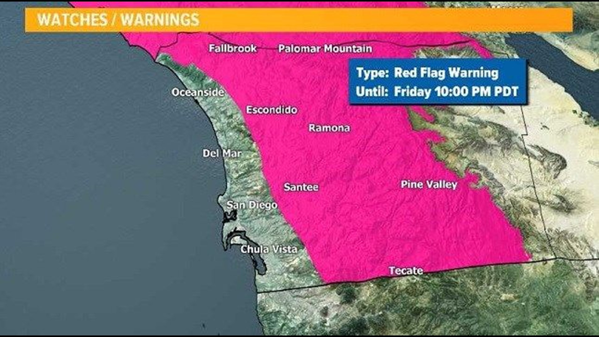 Strong Santa Ana winds prompt red flag warning for San Diego County