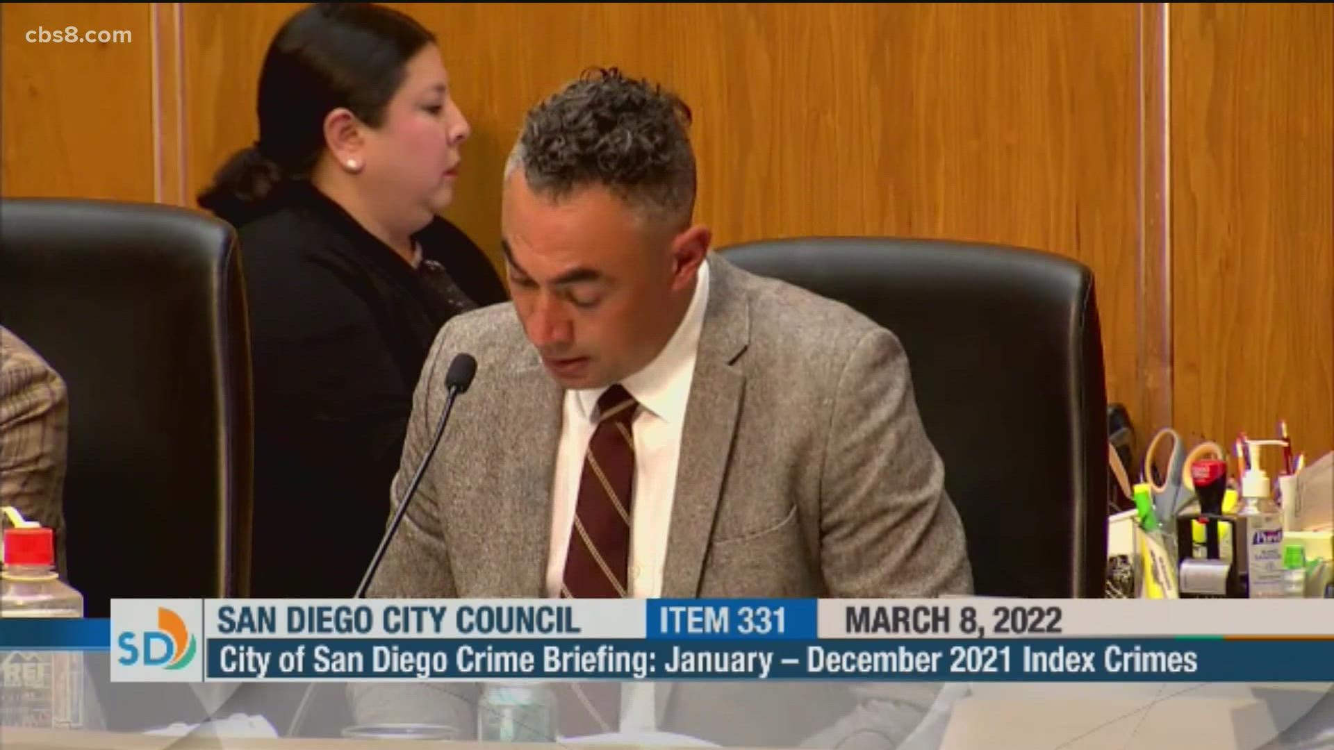 SDPD presents annual crime stats to city council.
