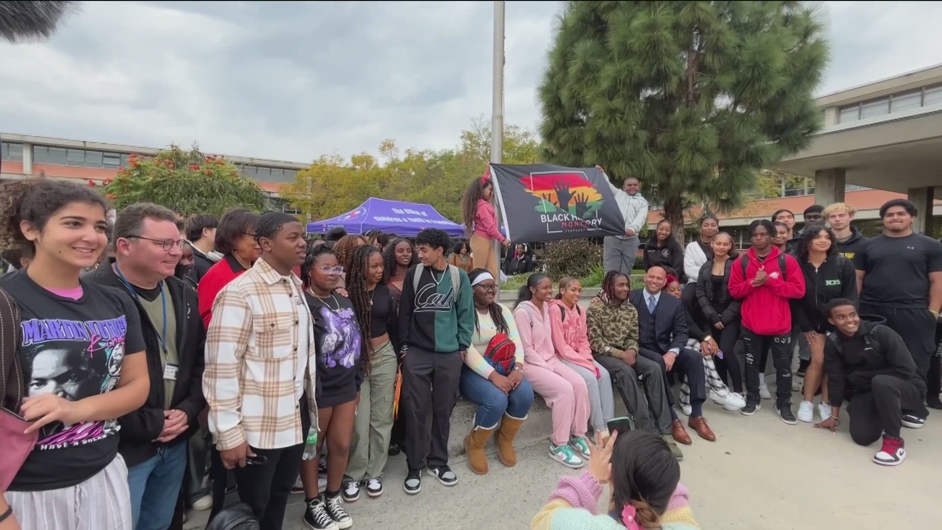 Students and staff across San Diego Unified celebrated Black History Month Monday, which included the raising of the Black History Month flag.