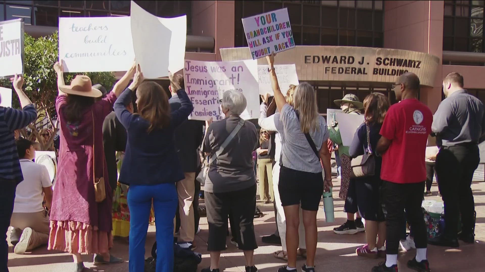 Two San Diego women pleaded not guilty to assaulting ICE agents during a July 2 immigration operation.