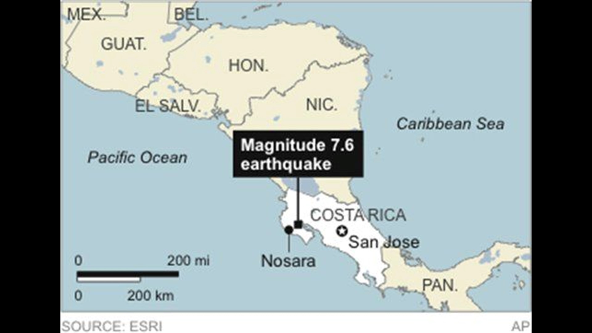 Powerful earthquake reported in Costa Rica