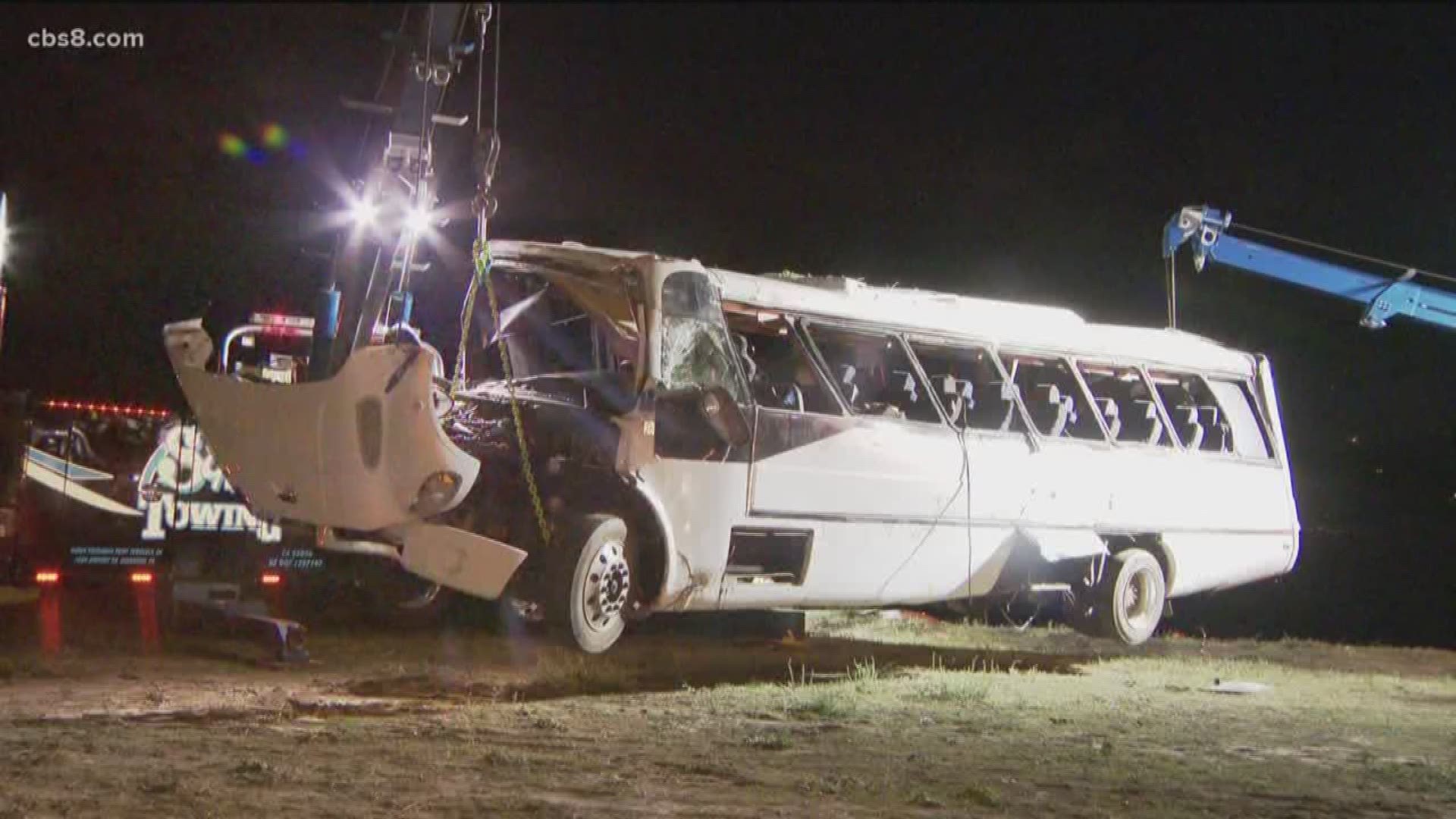 A 5-year-old boy critically injured in Saturday's deadly charter bus crash in Pala Mesa was airlifted to a Riverside County hospital Sunday, authorities said.