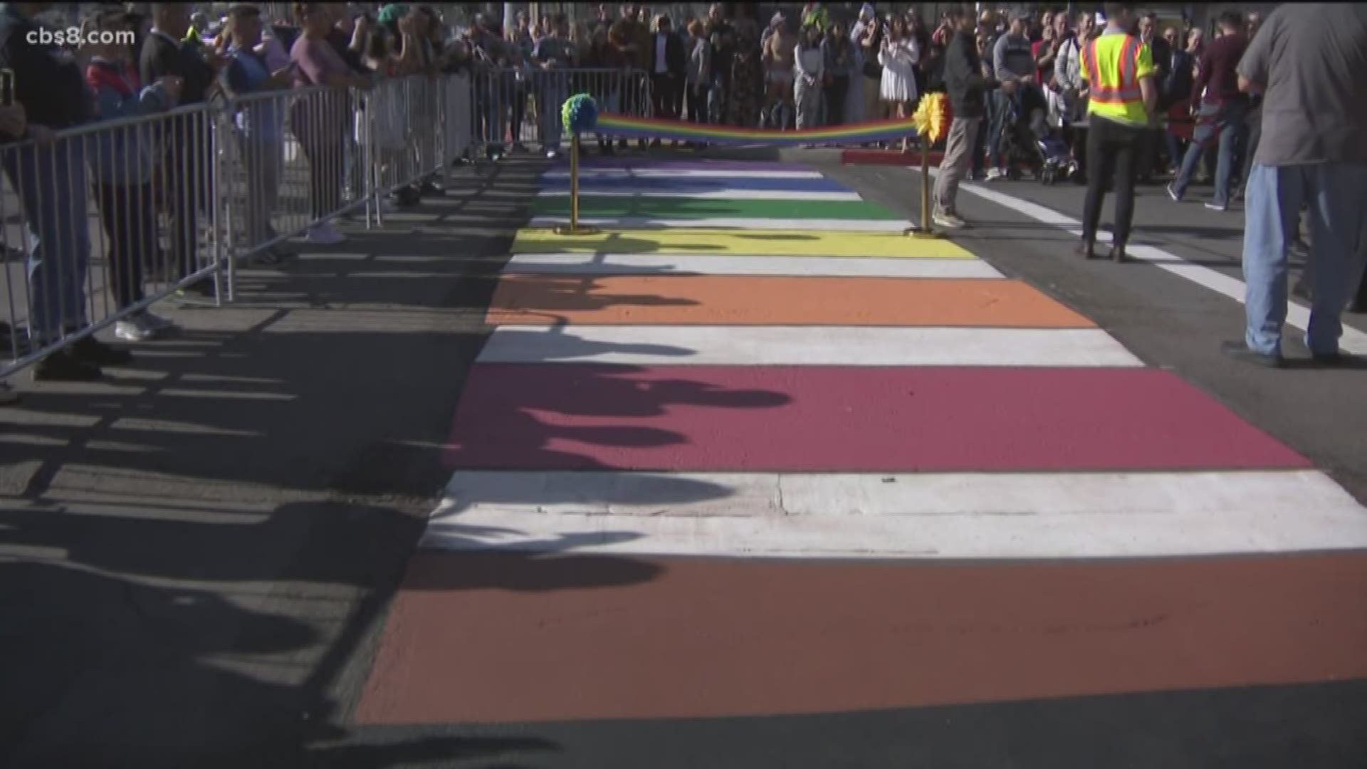Hundreds of San Diegans joined city leaders to open the first creative crosswalk in the city.