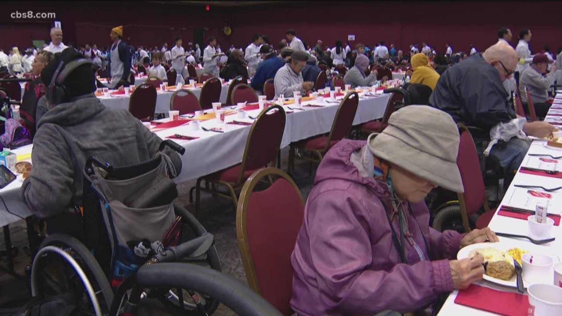 The USO and the Salvation Army on Thursday served hundreds of meals for families across San Diego County.