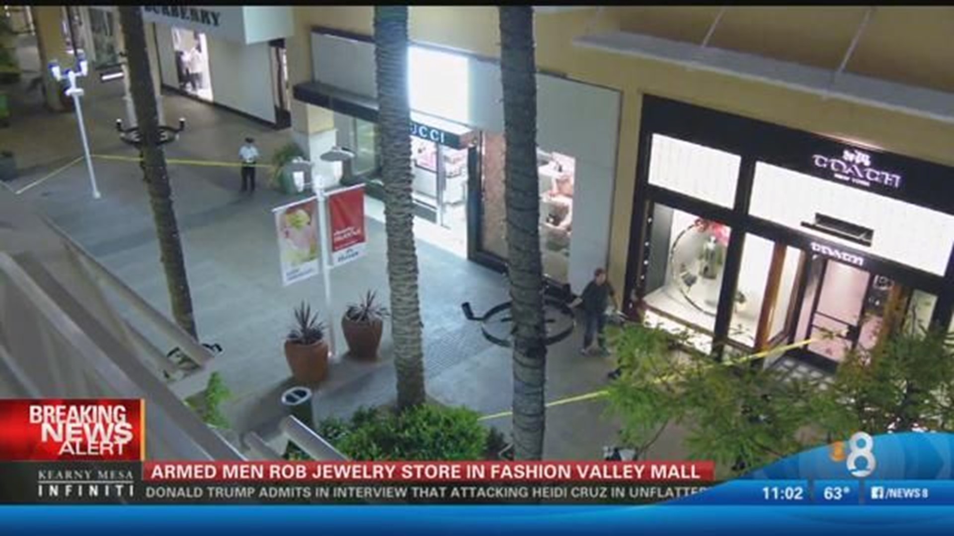 Armed men rob jewelry store in Fashion Valley Mall