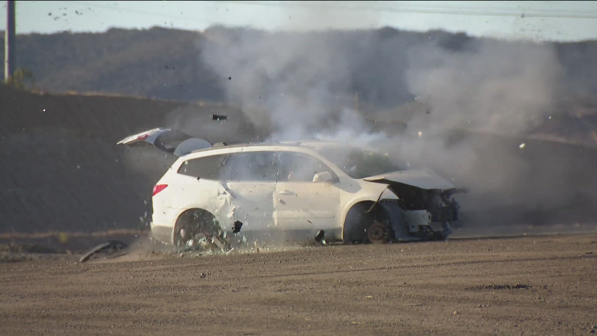 Trainees learned techniques for processing a post-blast scene after ATF agents detonated explosives in three vehicles to mimic car bombings.