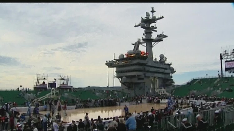 Gonzaga defeats Michigan State on the deck of the USS Abraham Lincoln