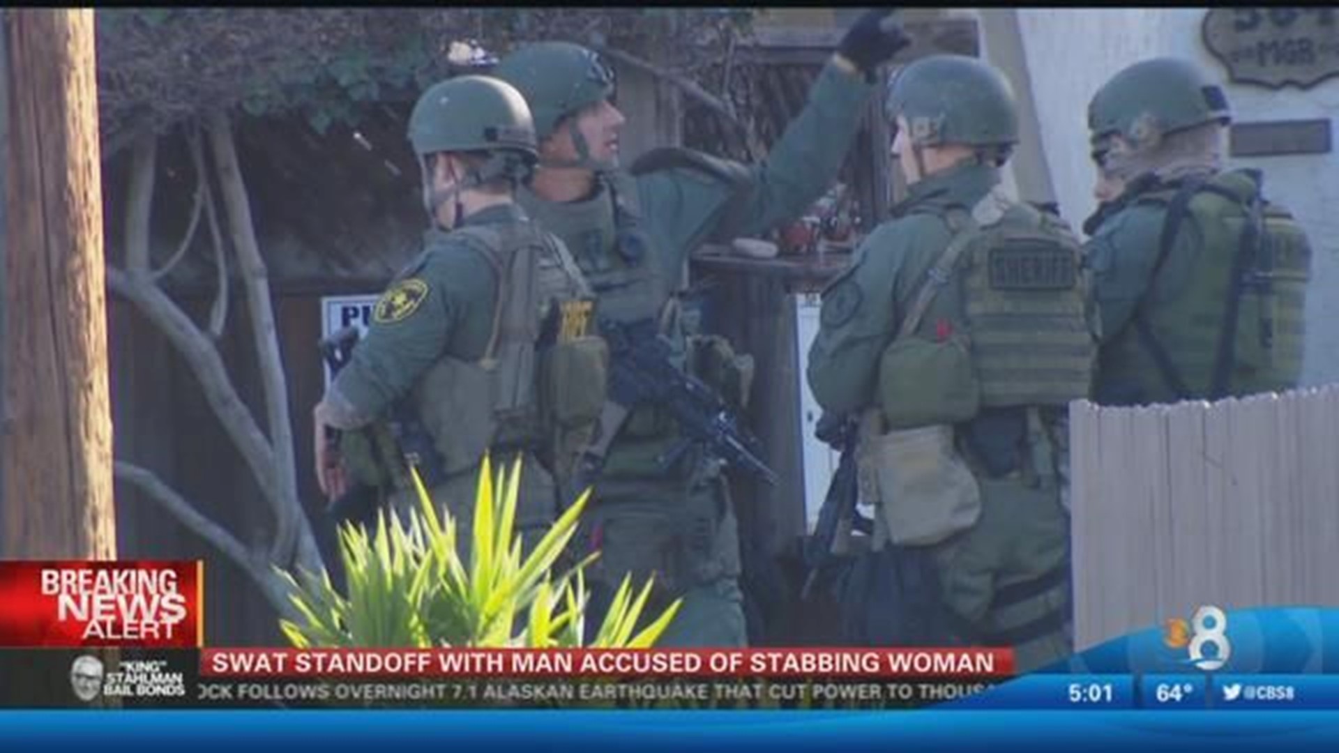 Man accused of stabbing wife found dead after SWAT standoff | cbs8.com