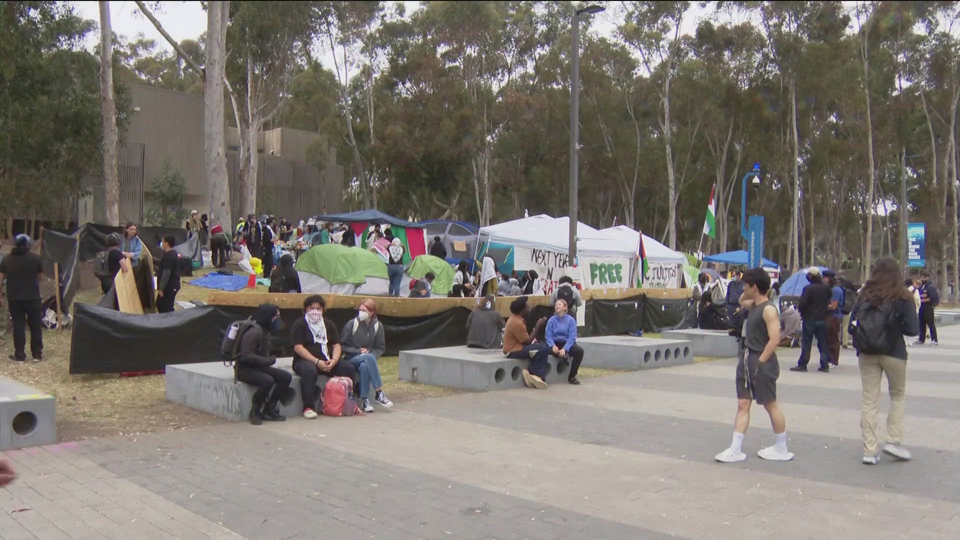 Protests against the war in Gaza entered a second day on the campus of UC San Diego on Thursday.