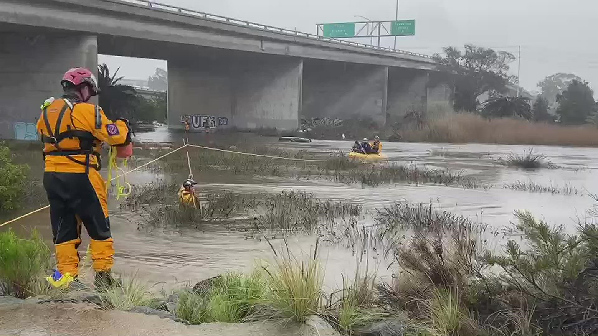 Just after 9 a.m., the San Diego Fire Department's swift water rescue team responded to the area of the river near 4700 Pacific Highway.