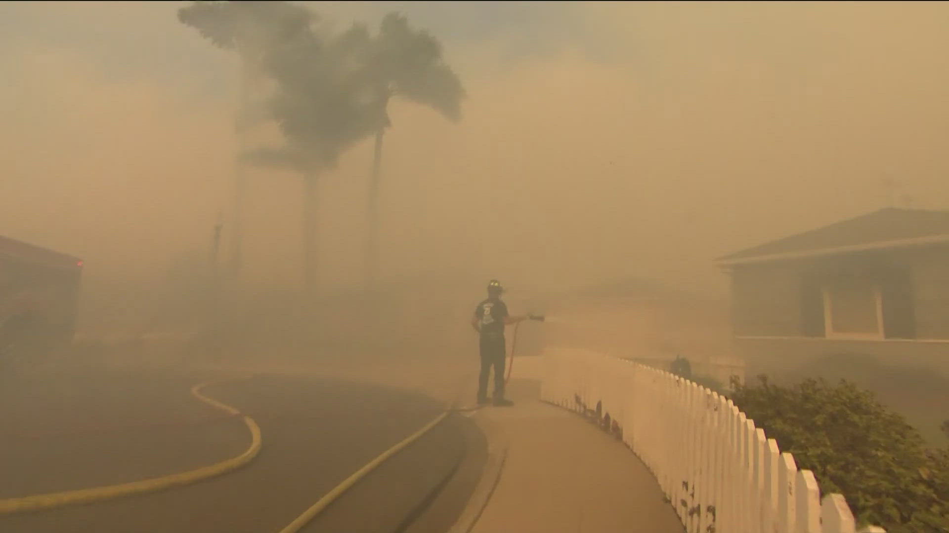 San Diego Fire-Rescue describes the fire as rapidly moving. They said that there are several units at the scene along with air support.