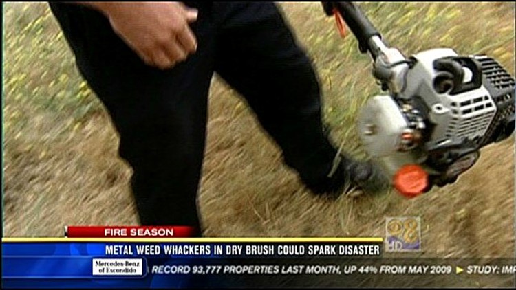 San Diego Brush Whackers Christmas Party 2022 Metal Weed Whackers In Dry Brush Could Spark Disaster | Cbs8.Com